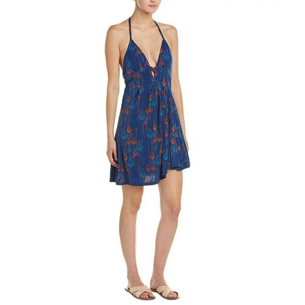 Free People Women’s tropical daydream printed mini dress, Small, blue - Picture 1 of 5